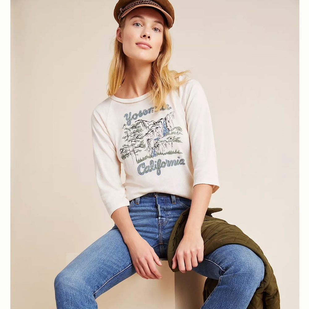 BURNING TORCH cream Yosemite California long sleeve tee S
